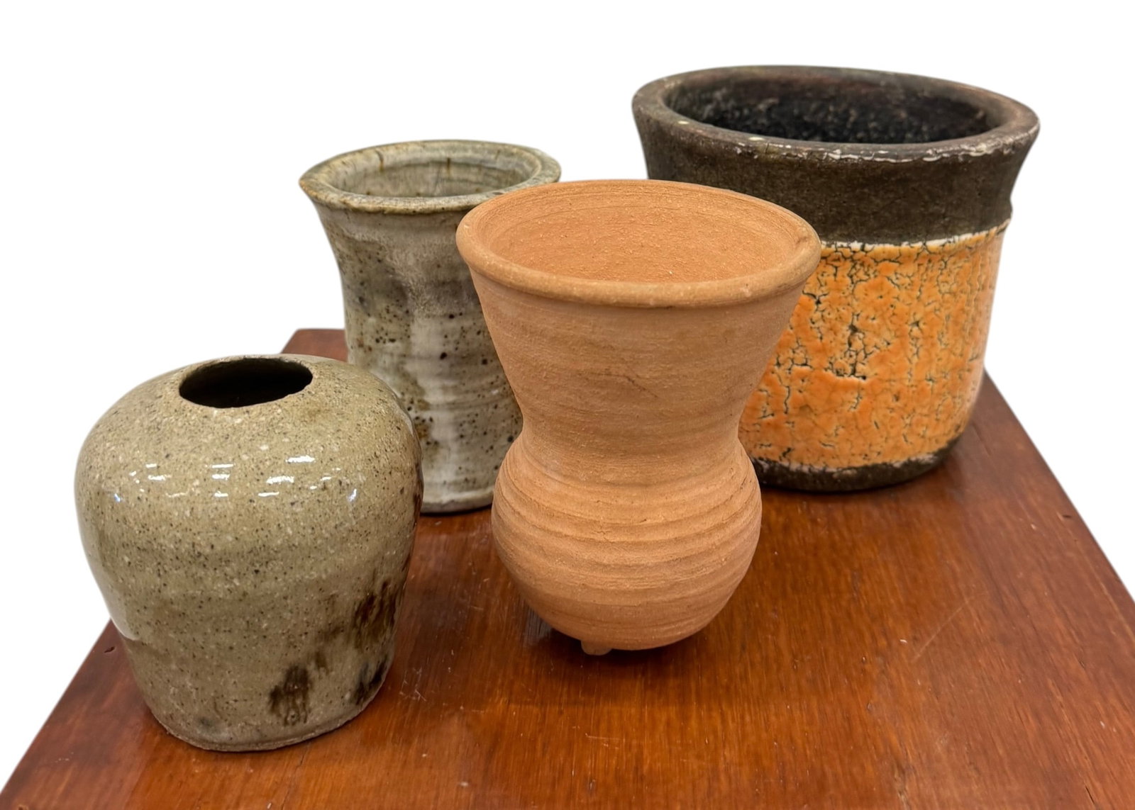 Lot of 4 Vintage Mid-Century Studio Pottery Vases and Vessels: Size 5 1/2 x 5 in (largest)