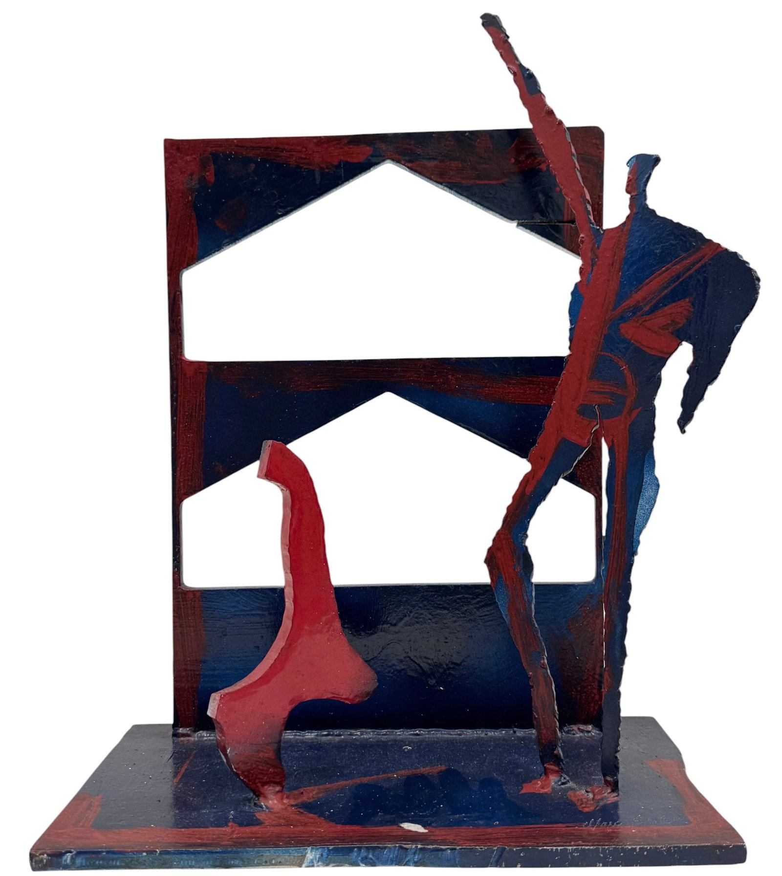 Marc Berlet (American/French, 1938–2010) Painted Steel Sculpture: Size 14 1/2 x 13 x 7 in. Born in Brittany, France, Berlet exhibited early in his career at the Salon des Réalités Nouvelles in Paris (1958) before moving to New York in the 1960s. Immersed in the Ab