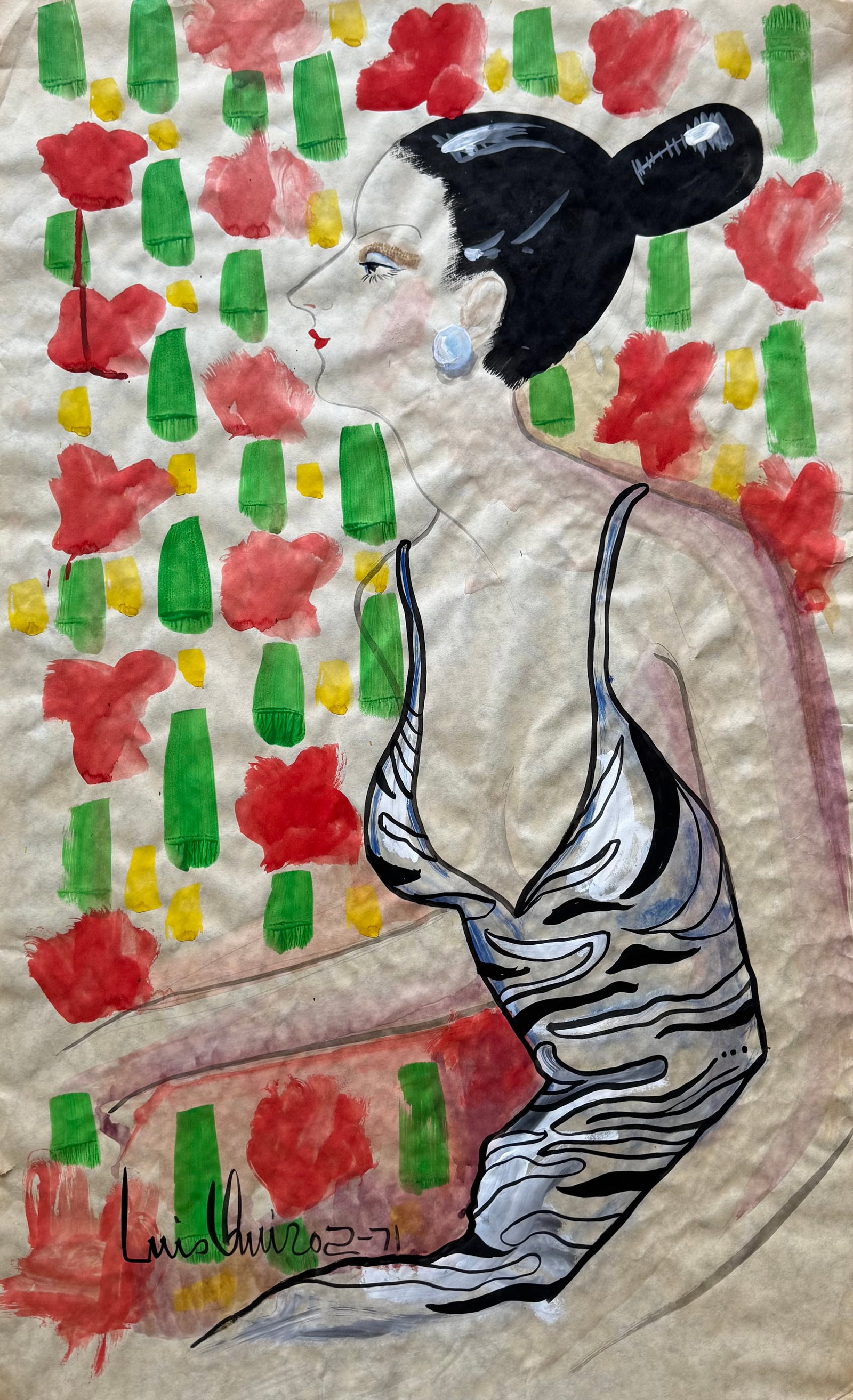 Luis Quiros (20th C.) 1970's Fashion Illustration Gouache (1 of 1)