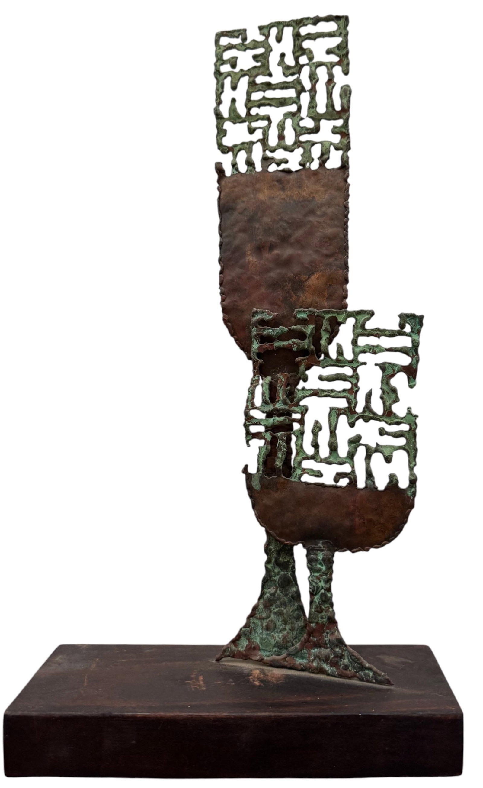 Marcello Fantoni (1915-2011, Italian) Brutalist Abstract Sculpture: 14 1/4 x 8 x 3 in. Signed on base.