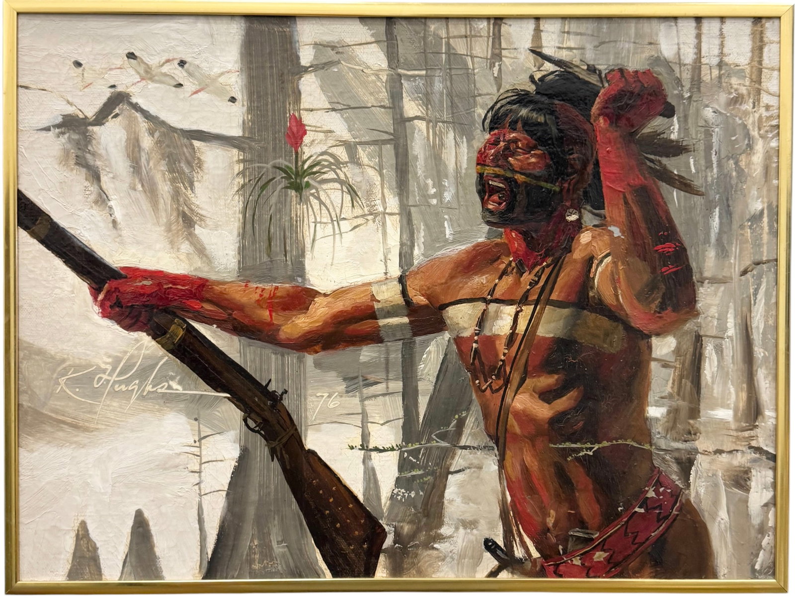 1976 Painting GOING TO THE FATHERS – Mikasuki death song – Okholwakee (Big Swamp) (1 of 4)