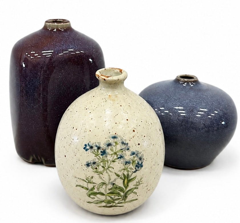 Lot Of Three Ceramic Vase, Including Two Mikasa: 4 1/2 x 3 in (largest)