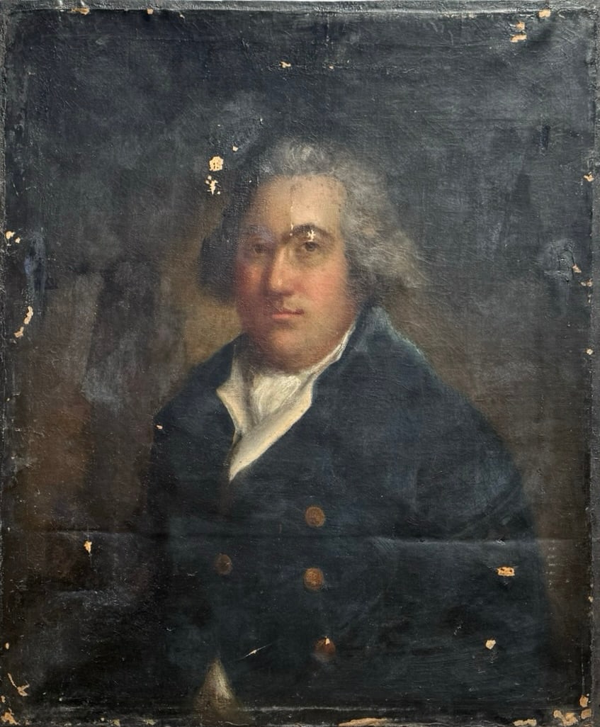 19th Century American School Portrait Of A Ditinguished Gentleman,: Oil painting on canvas 30 x 25 in