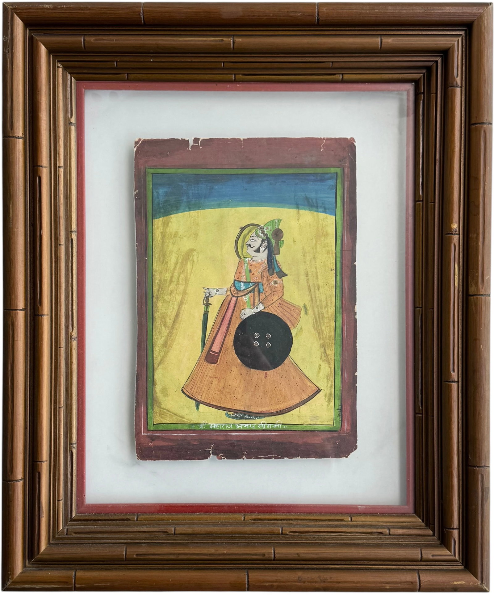 19th C. Indian Rajasthani Miniature Painting Rajput Nobleman (1 of 1)
