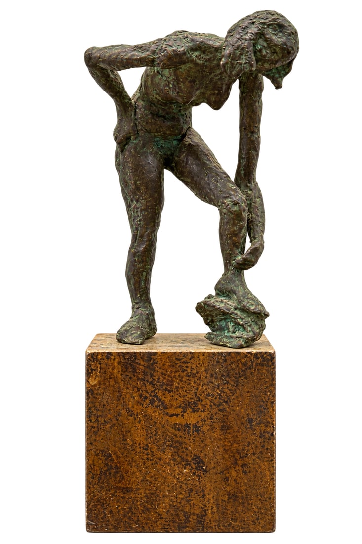 Mid Century Modern Figural Sculpture Signed & Dated 1961: Size 10 x 4 x 3 in
