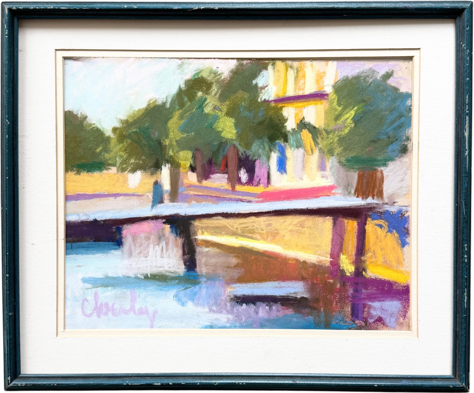 Jacqueline Chesley (American, 1929-2023) Impressionist, Cape May, NJ Artist: Pastel on paper 13 1/4 x 10 1/2 in, 18 x 15 in (framed). Jacqueline Chesley was a 20th-century American artist celebrated for her light-filled, Post-Impressionist landscapes and detailed interior scen