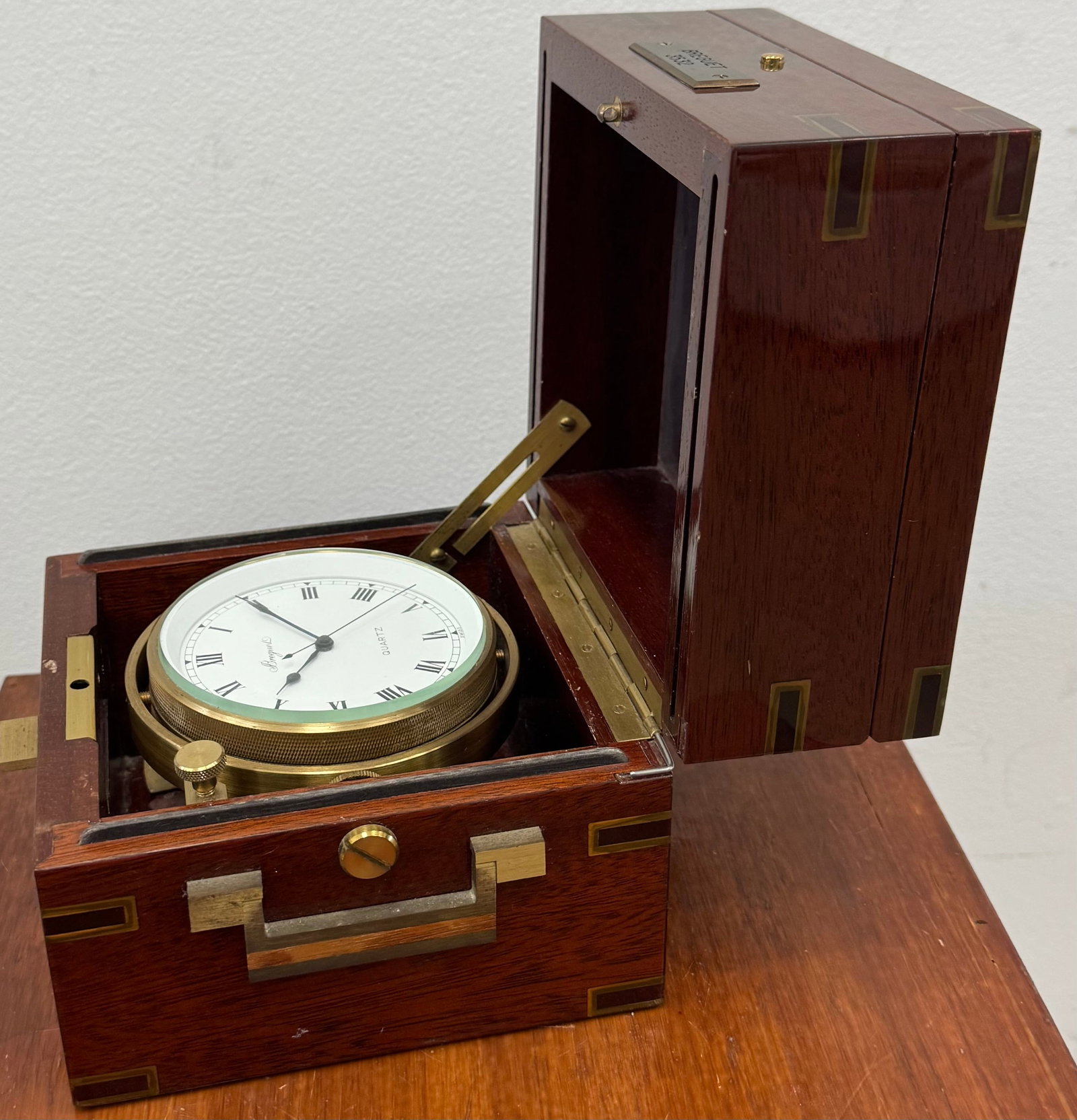 Breguet Quartz Marine Chronometer / Deck Clock With Wooden Box - 9
