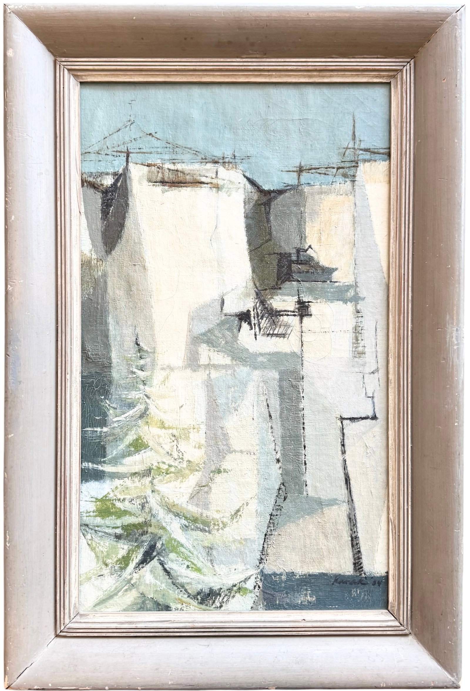 Mid-Century Modern Abstract Cityscape Signed & Dated 1954 (1 of 5)