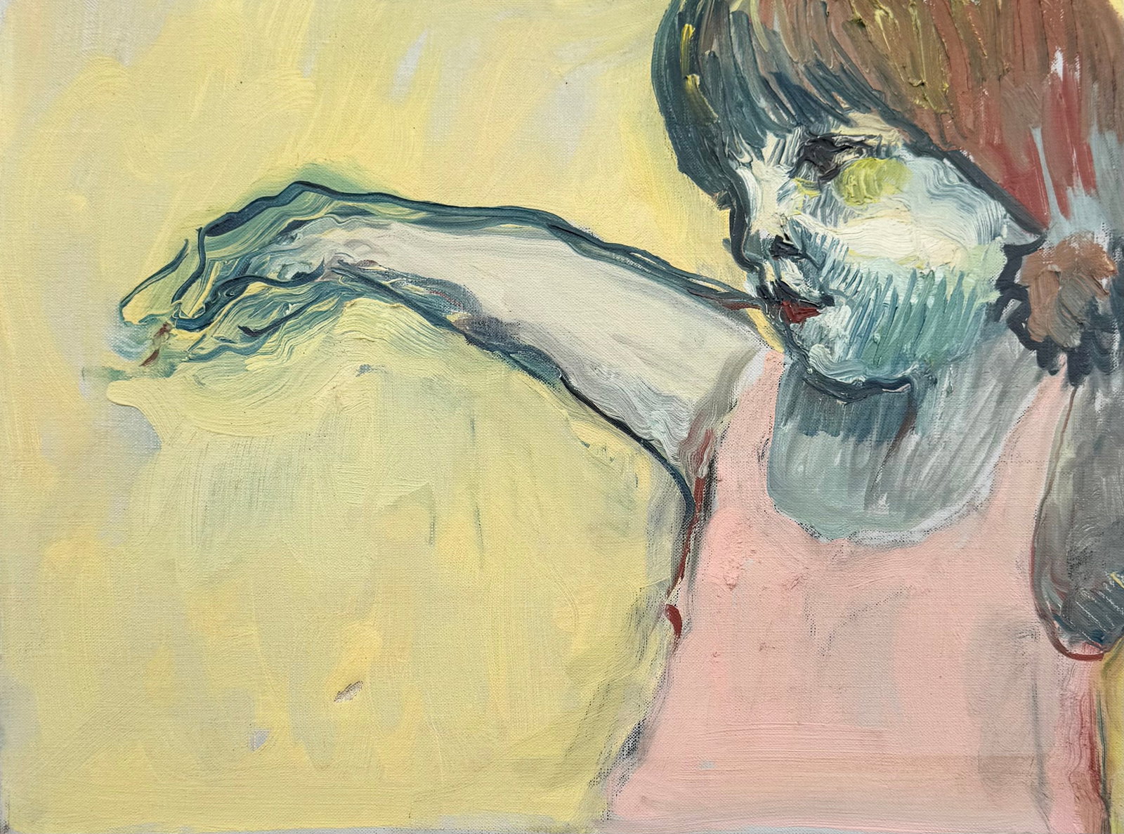 Mid-Century Modern Expressionist Figurative Portrait Oil Painting, Kulicke Label: Oil painting on canvas 16 x 12 in