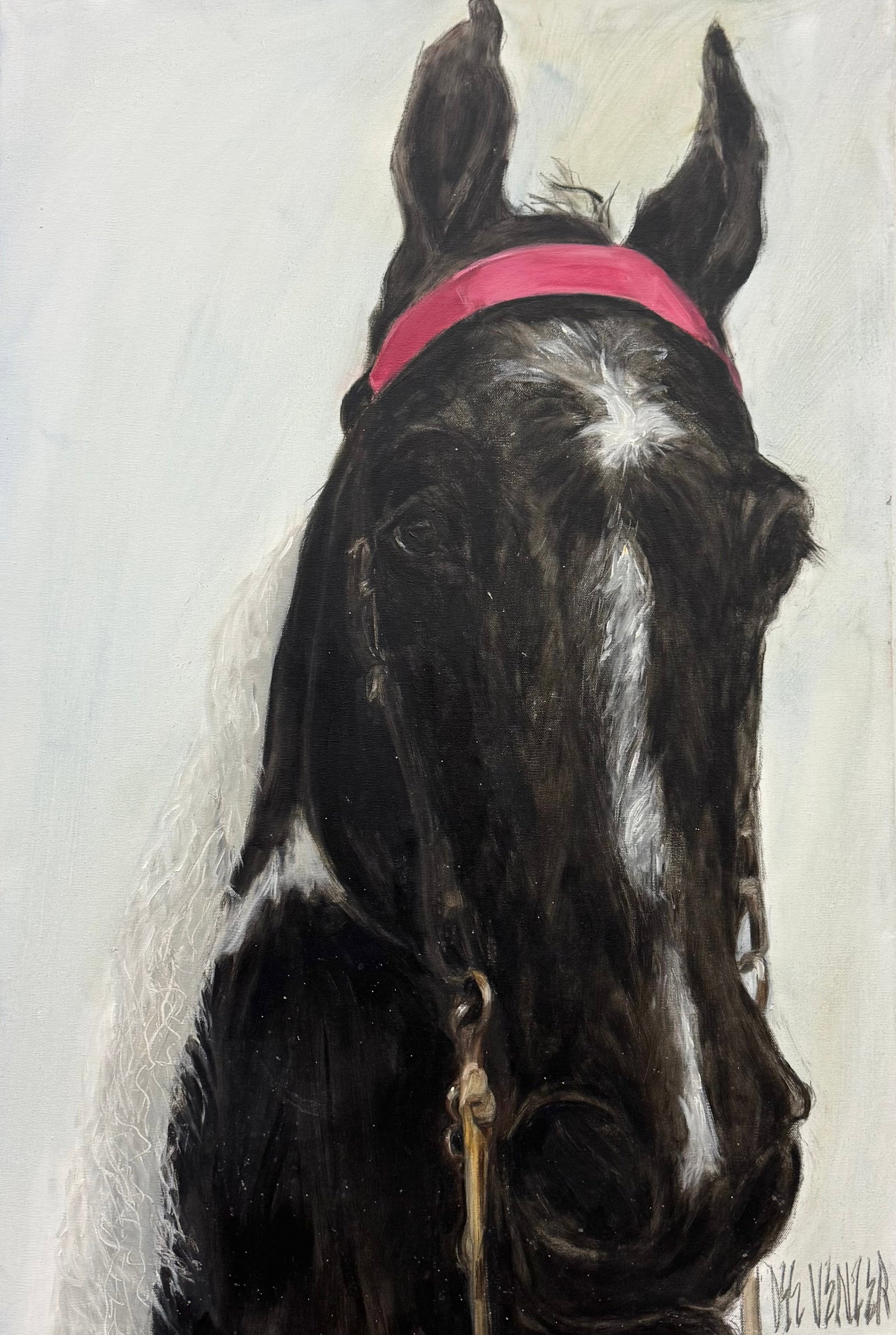 Contemporary Portrait Of A Horse Signed Oil Painting On Canvas: Oil painting on canvas 36 x 24 in