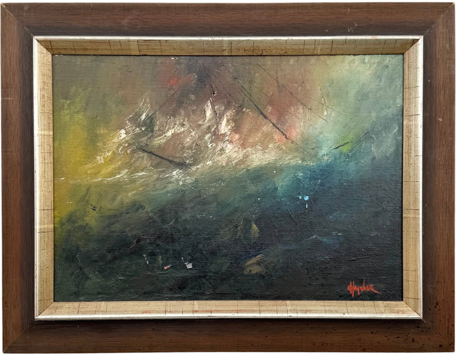C. Hyder Mid-Century Expressionist Framed Oil Marine Seascape Painting (1 of 3)