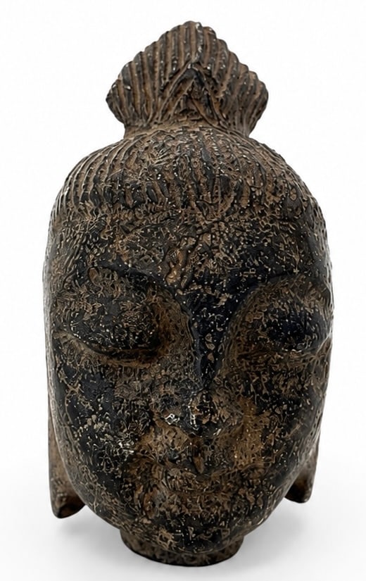 Stylized Carved Stone Buddha Head Sculpture (1 of 5)