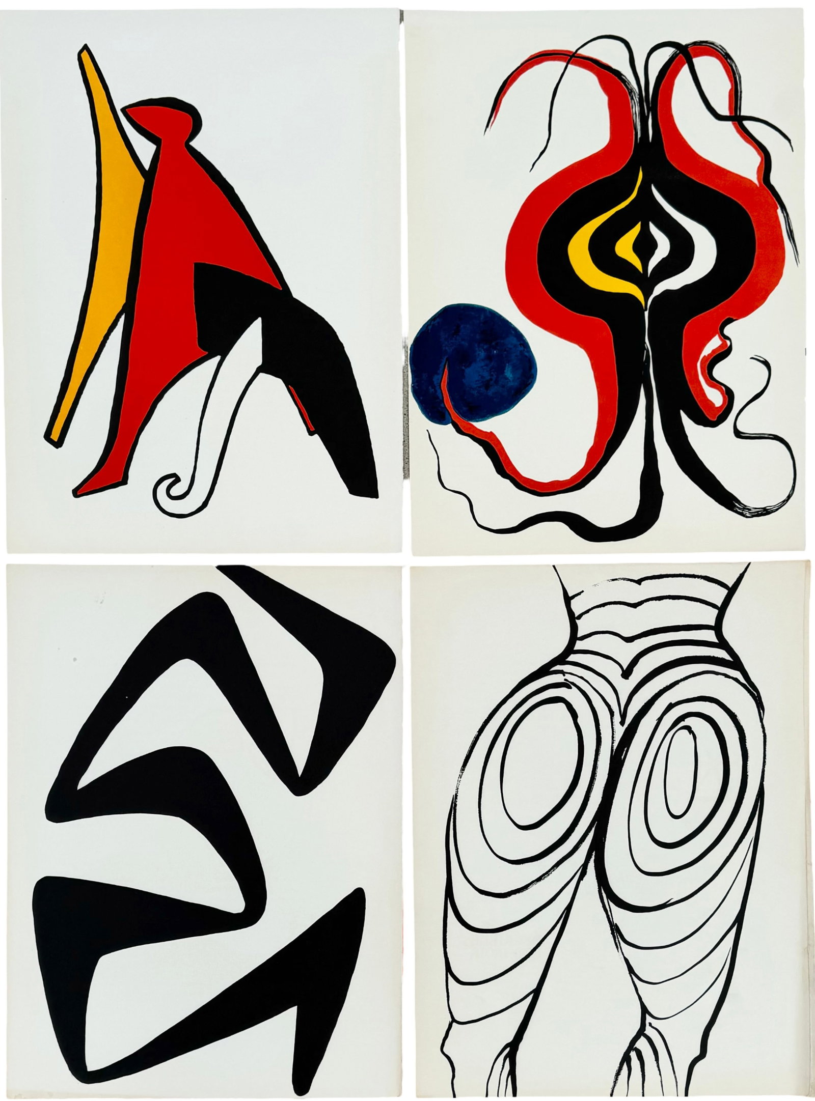 Alexander Calder (American, 1898-1976) Four Original Lithographs, Derriere le Mirror: 15 x 11 in