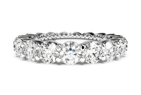 Ritani 3.36 TCW VVS2, F color diamonds eternity band.: Designer Ritani 3.36 TCW VVS2, F color diamonds Platinum eternity band. This eternity band is made by Ritani with VVS2 clarity and color F diamonds on fire. Ring is a size 9 and weighs 7.2 grams.