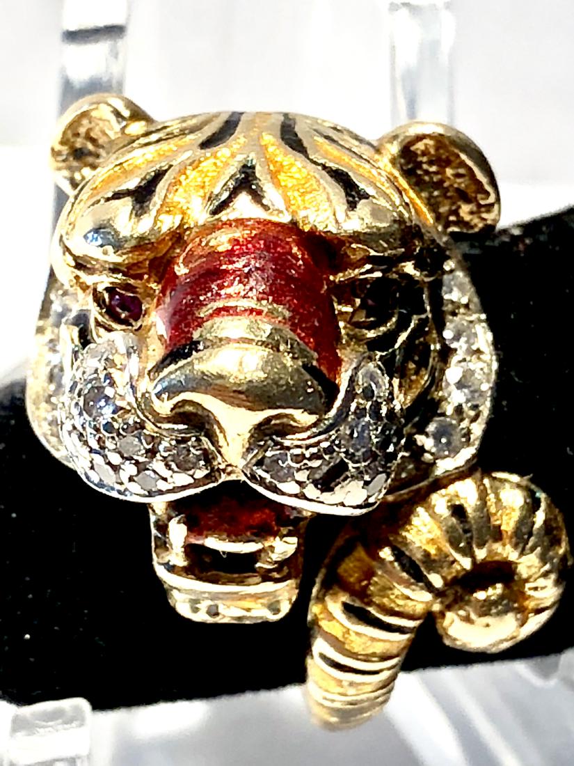 18K gold Mode Le Depose Enameled Tiger ring. (1 of 3)