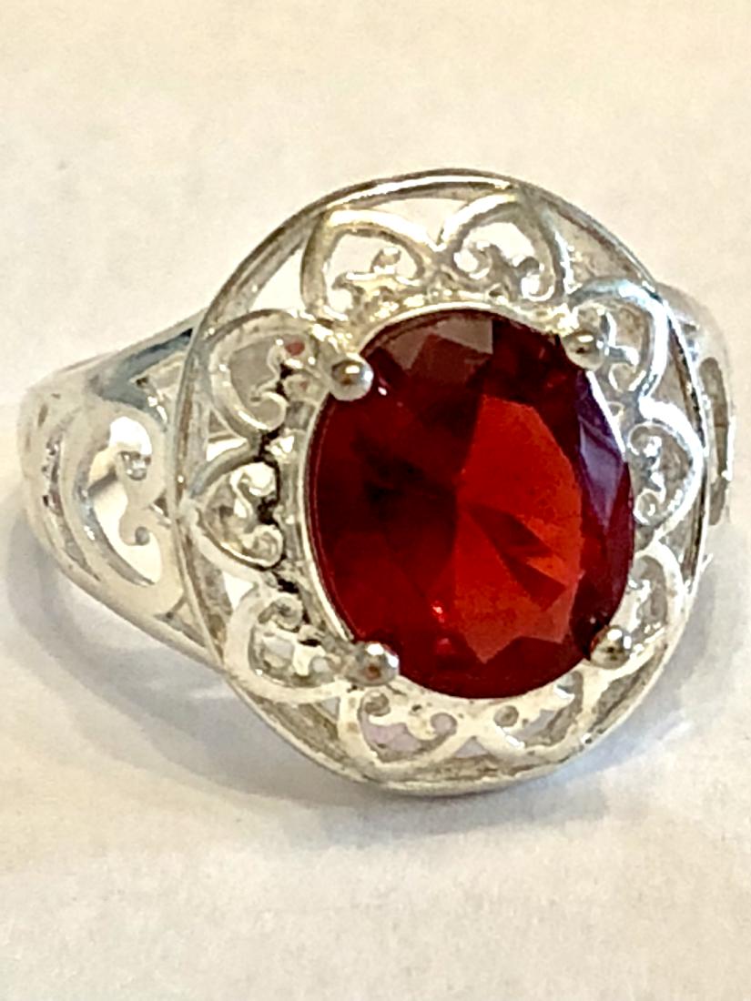 ANTIQUE STERLING SILVER 3.0 CT MAN-MADE RUBY RING. (1 of 3)