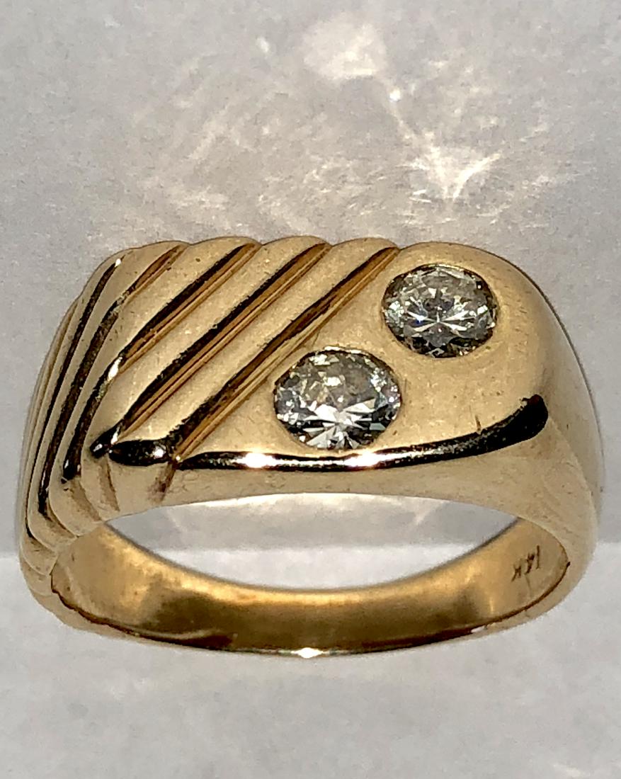 14K GOLD 0.80 TCW VS2, G DIAMONDS ON FIRE MEN'S RING. (1 of 3)