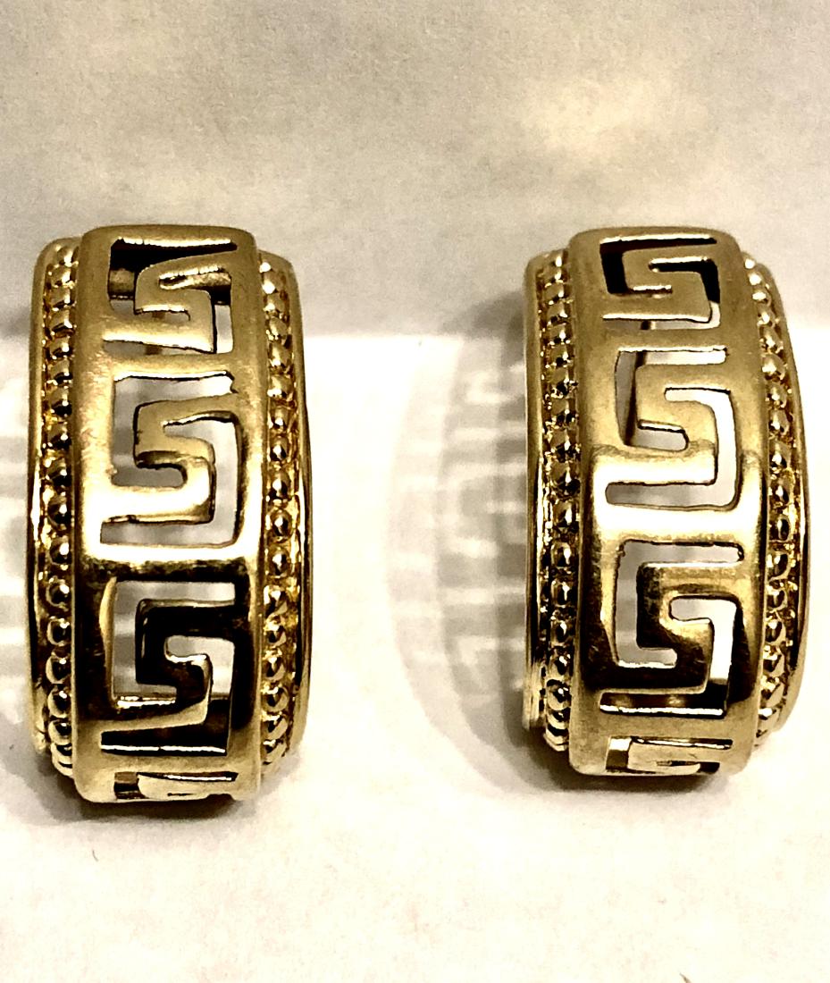 VERSACE DESIGN 14K GOLD EARRINGS. (1 of 3)