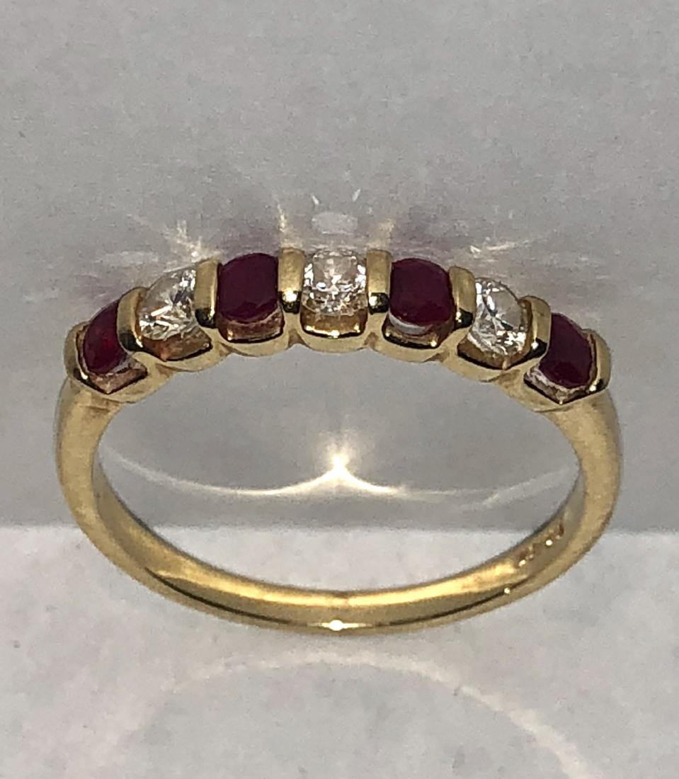 18K gold 1.0 TCW VS1, G diamonds & ruby band ring. (1 of 3)