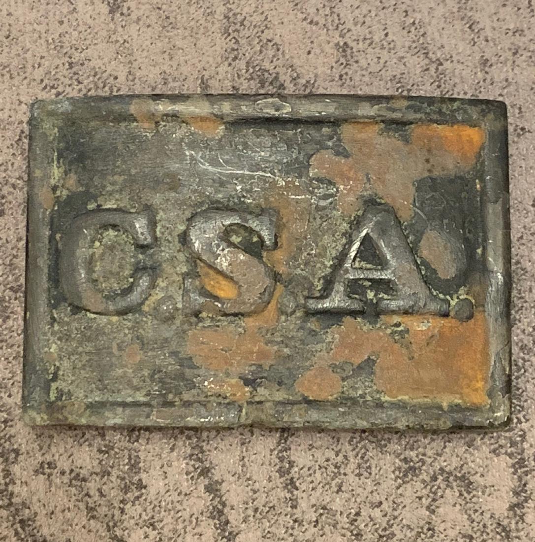 RARE CIVIL WAR C.S.A. OFFICERS BELT BUCKLE: RARE CIVIL WAR C.S.A. OFFICERS BELT BUCKLE. IN EXCELLENT SHAPE AND OVERALL CONDITION. HAS A BEAUTIFUL OVERALL PATINA. A GREAT FIND AND AN EXCELLENT ADDITION TO YOUR COLLECTION.