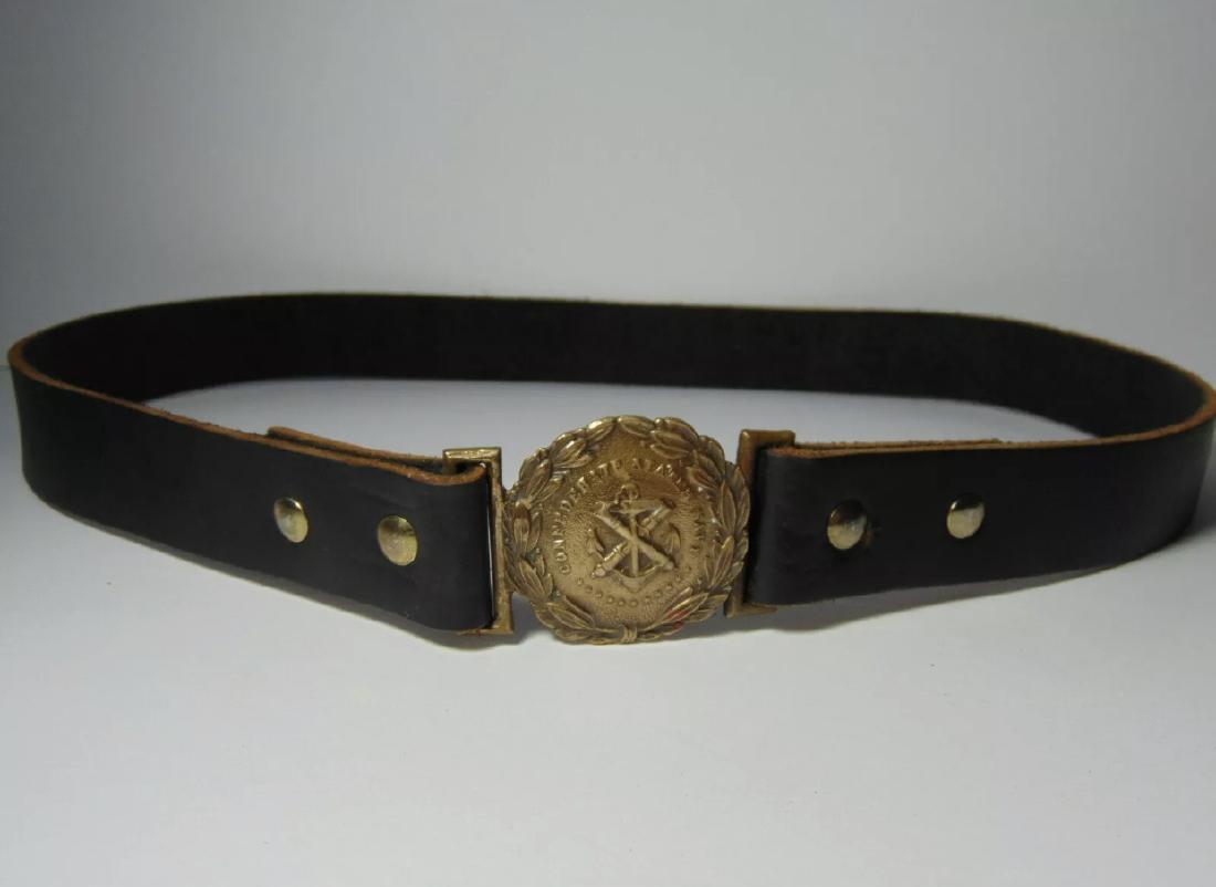 CIVIL WAR ISSAC & CO. CONFEDERATE NAVY BELT BUCKLE W/: CIVIL WAR ISSAC & CO. CONFEDERATE NAVY BELT BUCKLE W/ BELT. IN EXCELLENT OVERALL SHAPE AND CONDITION. HAS A GREAT OVERALL PATINA. PLEASE VIEW ALL PICTURES. BUCKLE IS MARKED ISSAC & CO. AN EXCELLENT AD