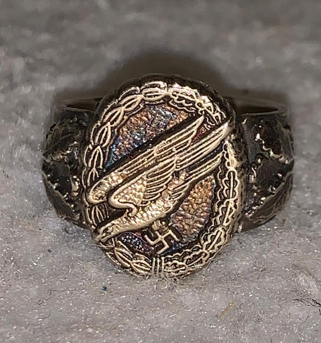 WW2 GERMAN NAZI PARATROOPER RING: WW2 GERMAN NAZI PARATROOPER RING. IN EXCELLENT OVERALL SHAPE AND CONDITION. HAS A BEAUTIFUL OVERALL PATINA. A RARE FIND AND AN EXCELLENT ADDITION TO YOUR COLLECTION.