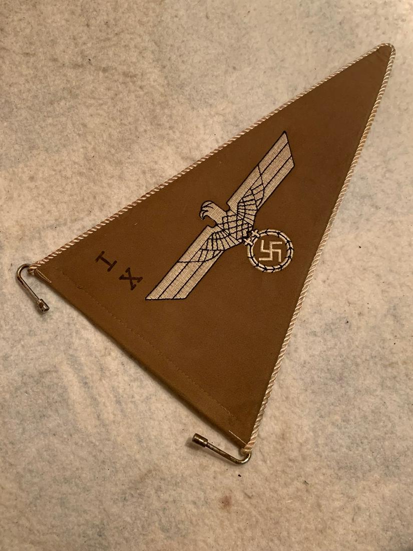 WW2 GERMAN NAZI PENNANT: WW2 GERMAN NAZI PENNANT. IN GOOD OVERALL SHAPE AND CONDITION. HAS A BEAUTIFUL OVERALL PATINA. PENNANT IS MINT - PLEASE VIEW ALL PICTURES. A GREAT ADDITION TO YOUR COLLECTION.