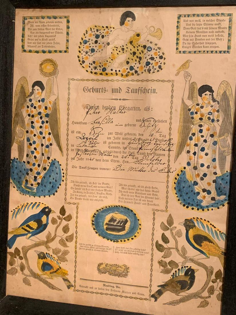 ANTIQUE GERMAN BIRTH & BAPTISM CERTIFICATE (1 of 7)