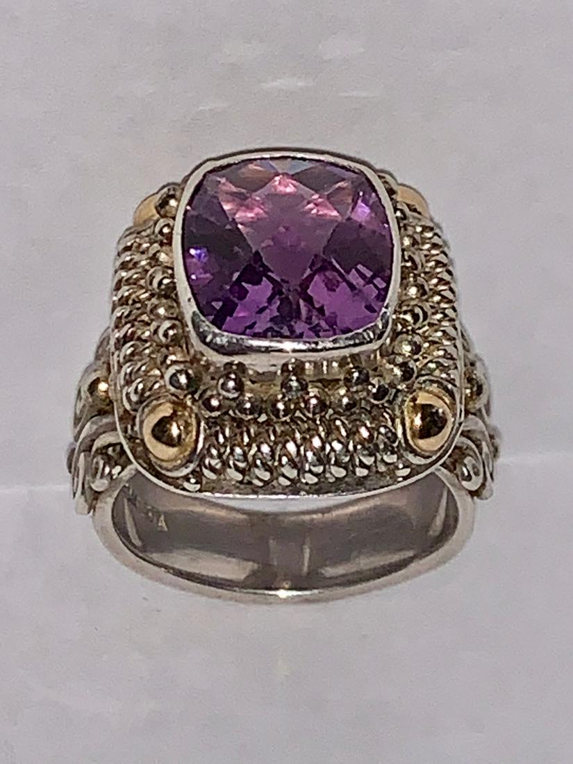 18K GOLD AND STERLING DESIGNER AMETHYST RING (1 of 6)