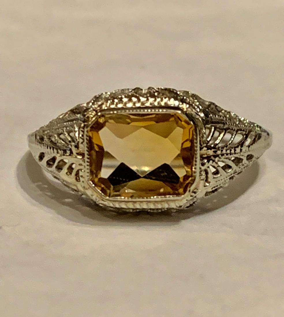 ANTIQUE 14K GOLD YELLOW SAPPHIRE FILIGREE RING (1 of 4)