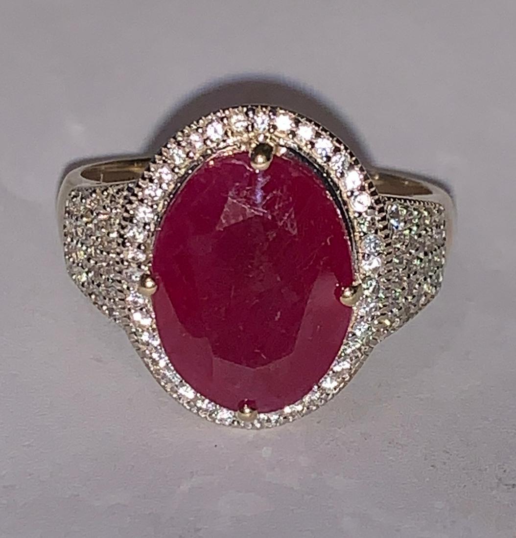 10K GOLD 3 CT RUBY AND DIAMONDS COCKTAIL RING (1 of 3)