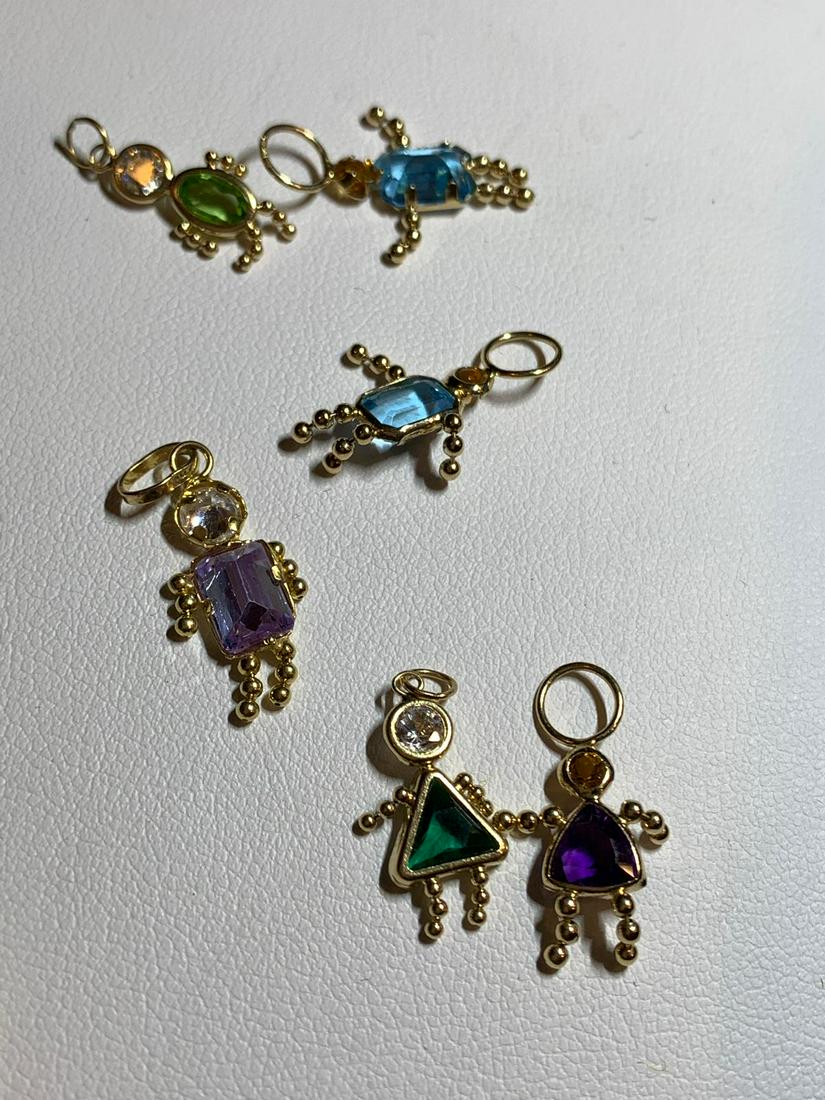 LOT 14K GOLD GEMSTONES CHARM PENDANTS (1 of 2)