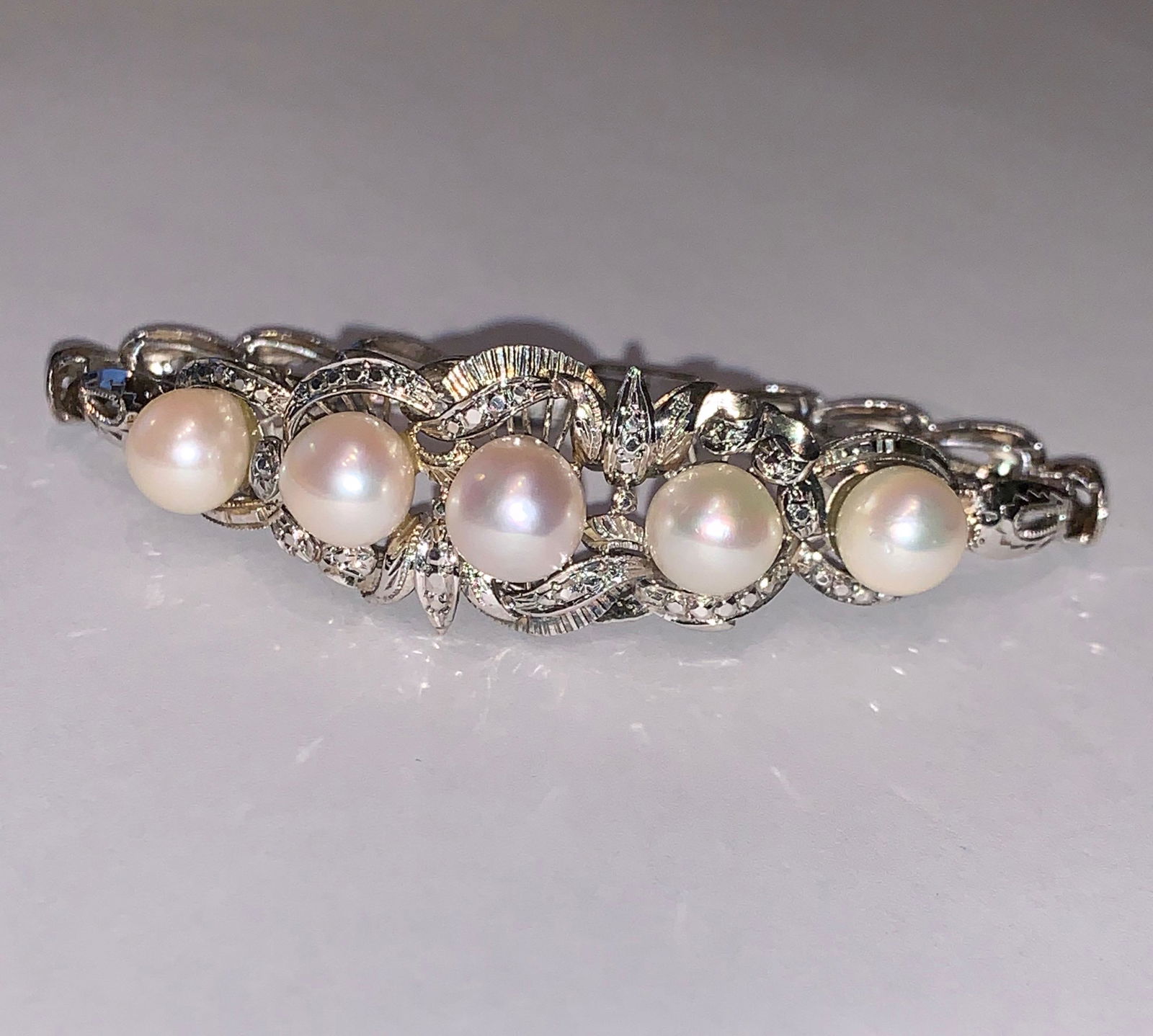 18K MABE PEARL ART-DECO FILIGREE BRACELET (1 of 7)