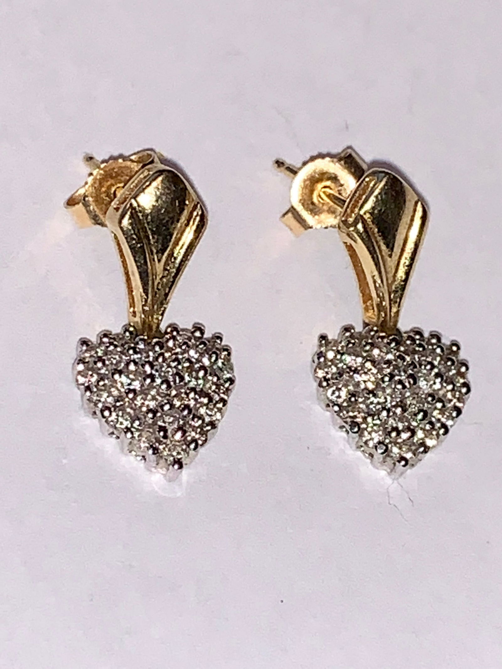 14K GOLD 0.50 TCW SI, H DIAMONDS HEART EARRINGS (1 of 3)