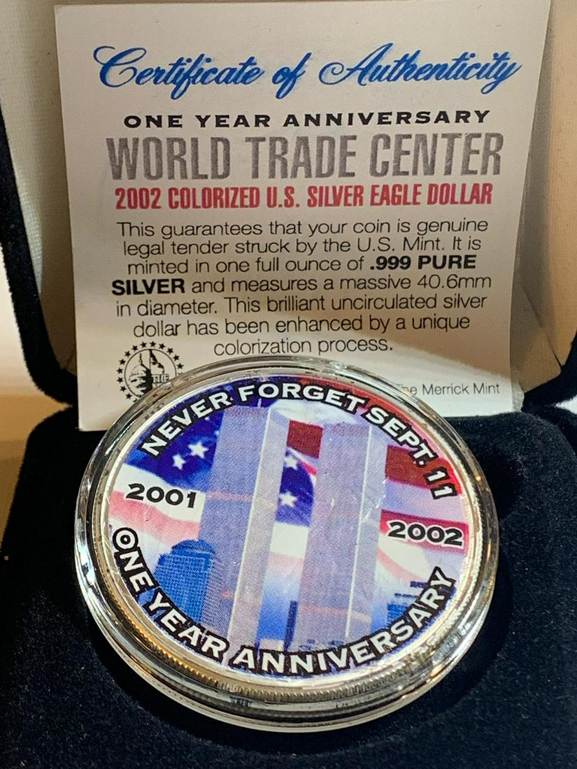 WORLD TRADE CENTER ANNIVERSARY 1 0Z PROOF COIN (1 of 2)