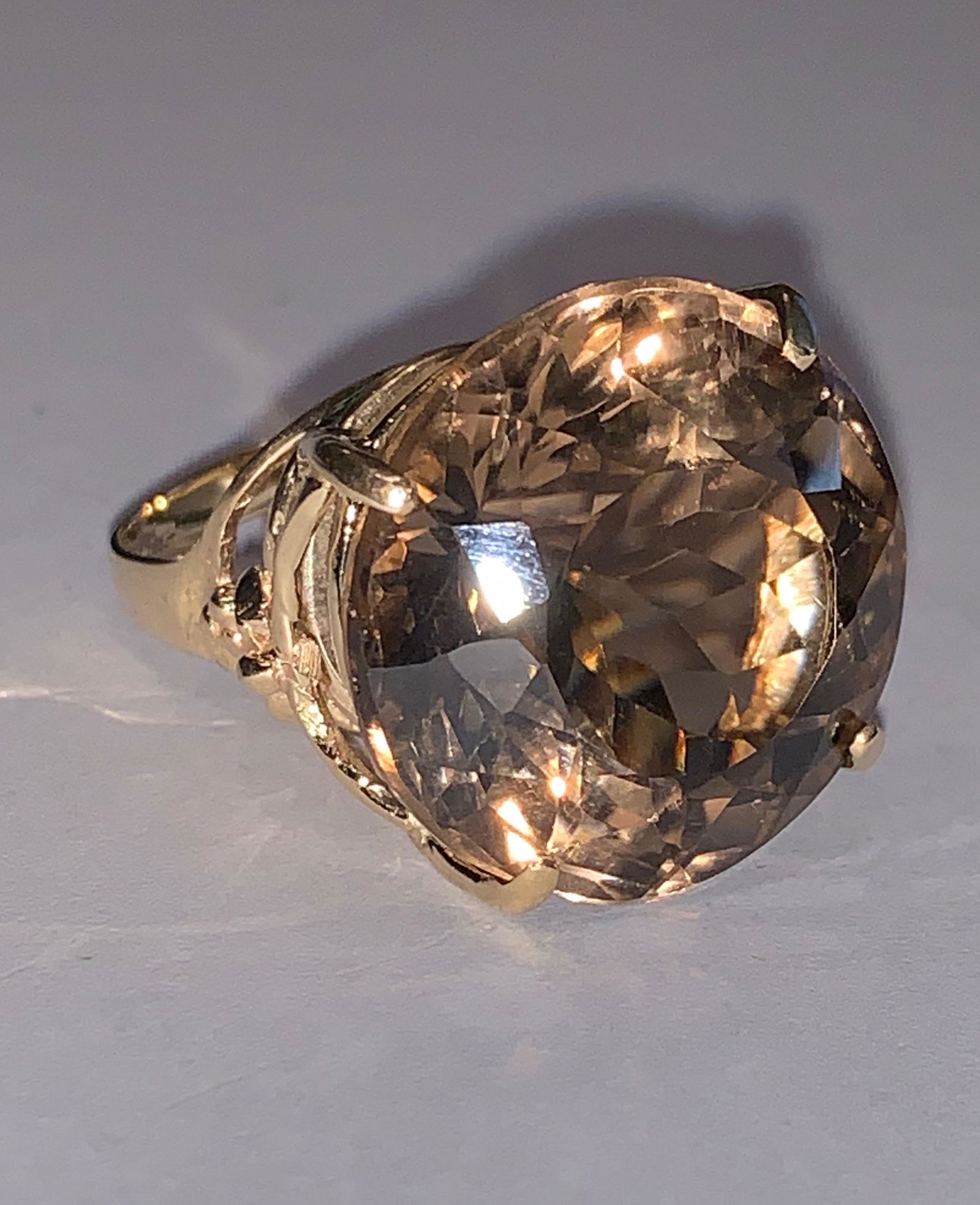 14K GOLD 35CT SMOKY QUARTZ COCKTAIL RING (1 of 4)