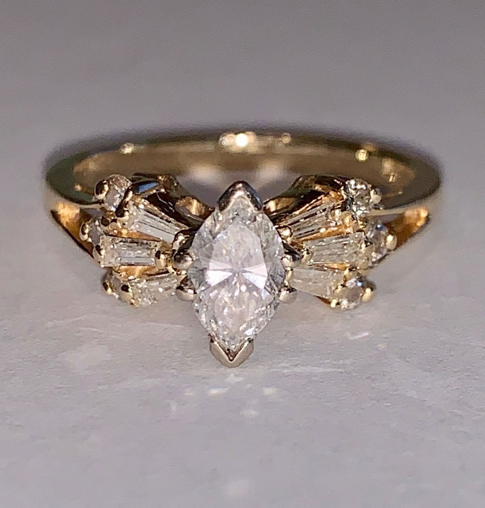 14K GOLD 0.75 TCW MARQUISE DIAMOND ENGAGEMENT RING (1 of 3)