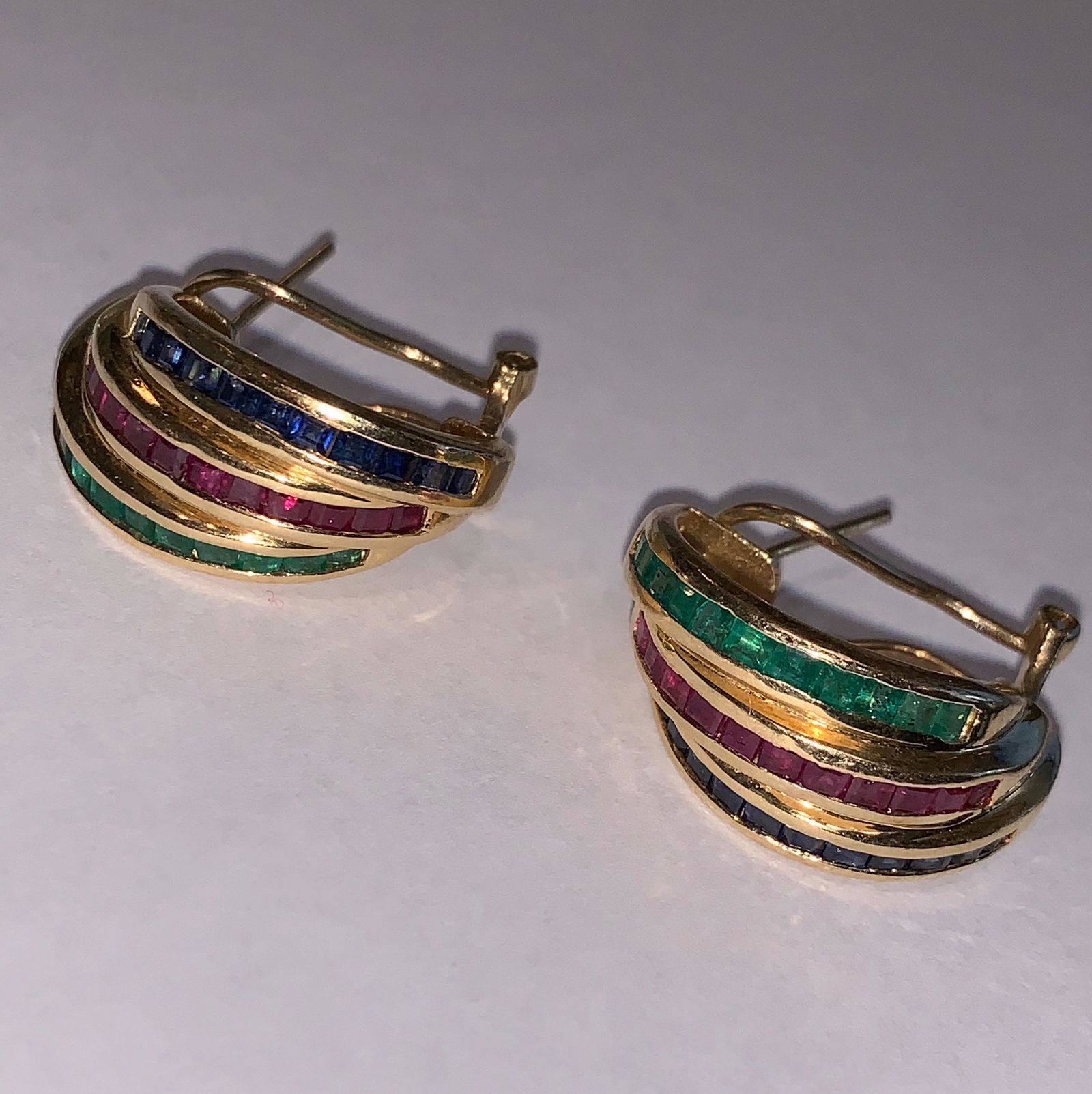 14K GOLD 2.0 TCW MULTI-GEMSTONE HOOP EARRINGS (1 of 4)