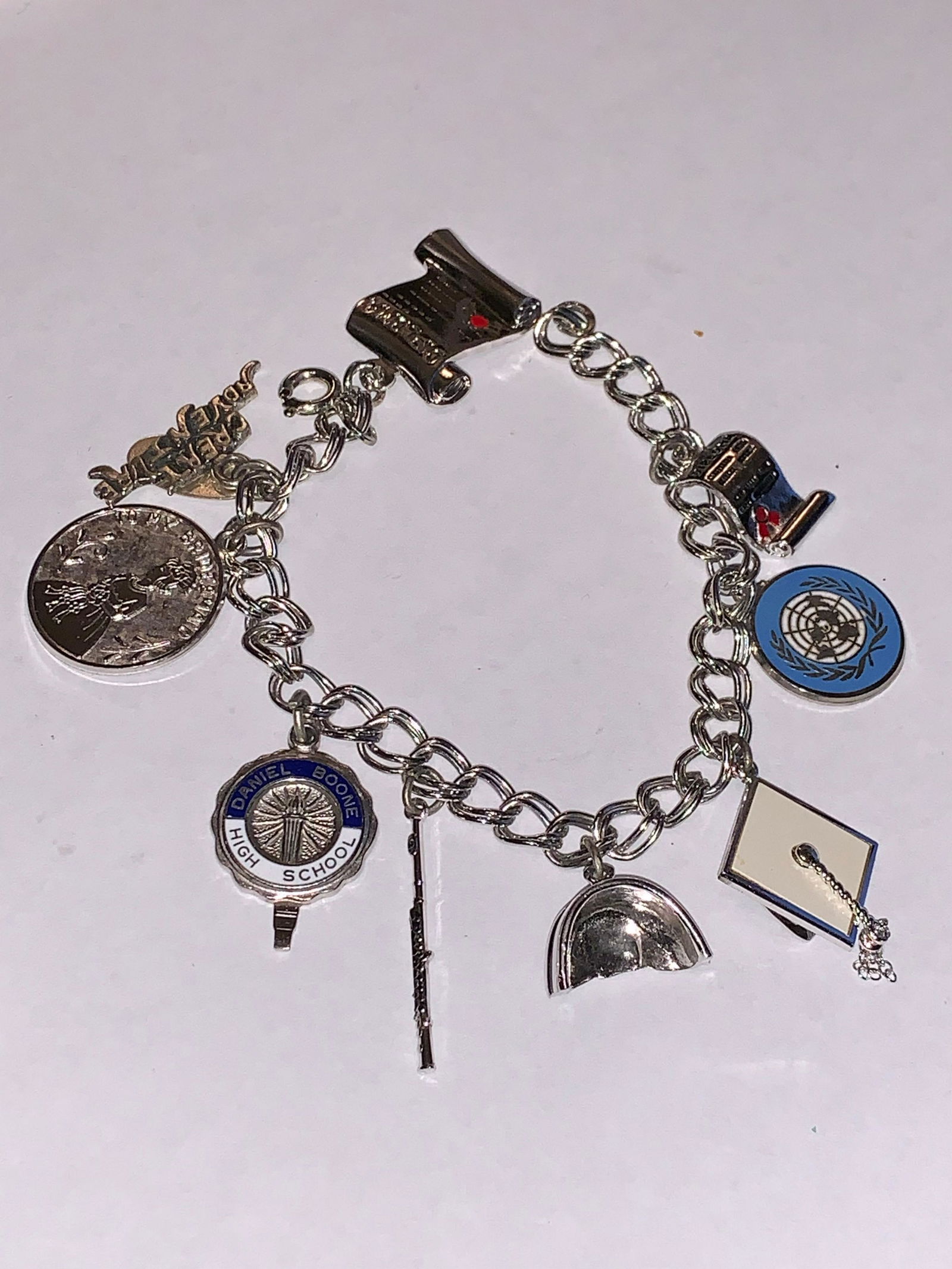 STERLING SILVER CHARM BRACELET 28.5G (1 of 3)