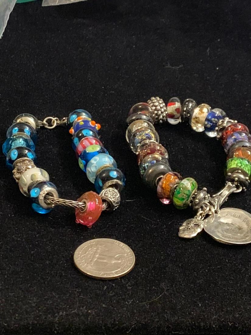 LOT OF 2 STERLING SILVER CHARM BRACELETS (1 of 6)