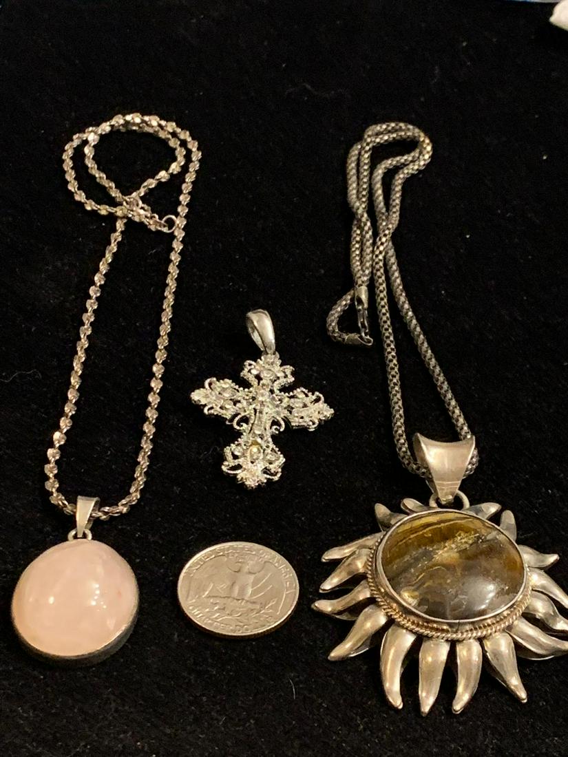 LOT OF (3) STERLING SILVER NECKLACE PENDANTS (1 of 6)