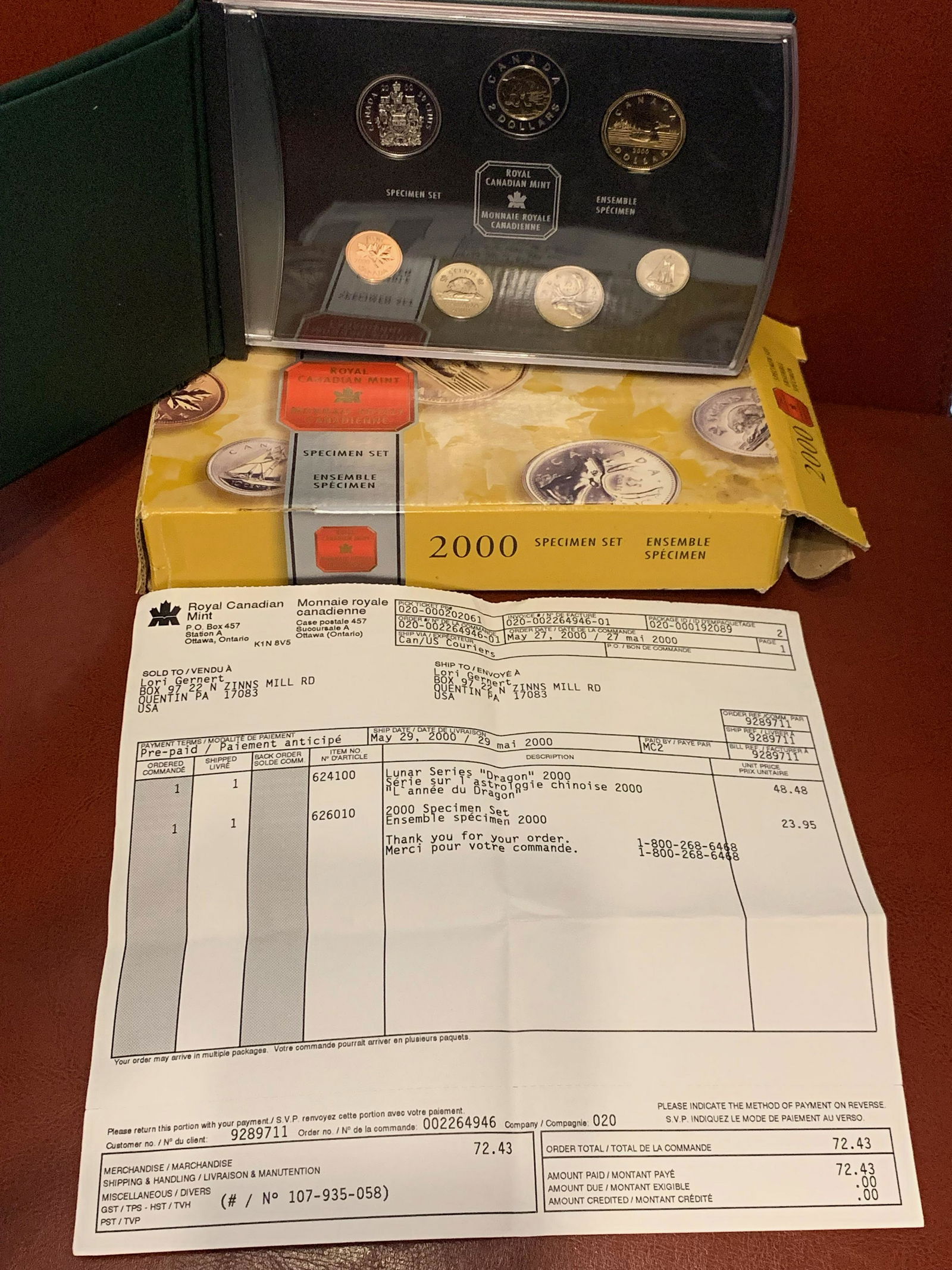 2000 ROYAL CANADIAN MINT SPECIMEN COMPLETE SET (1 of 4)