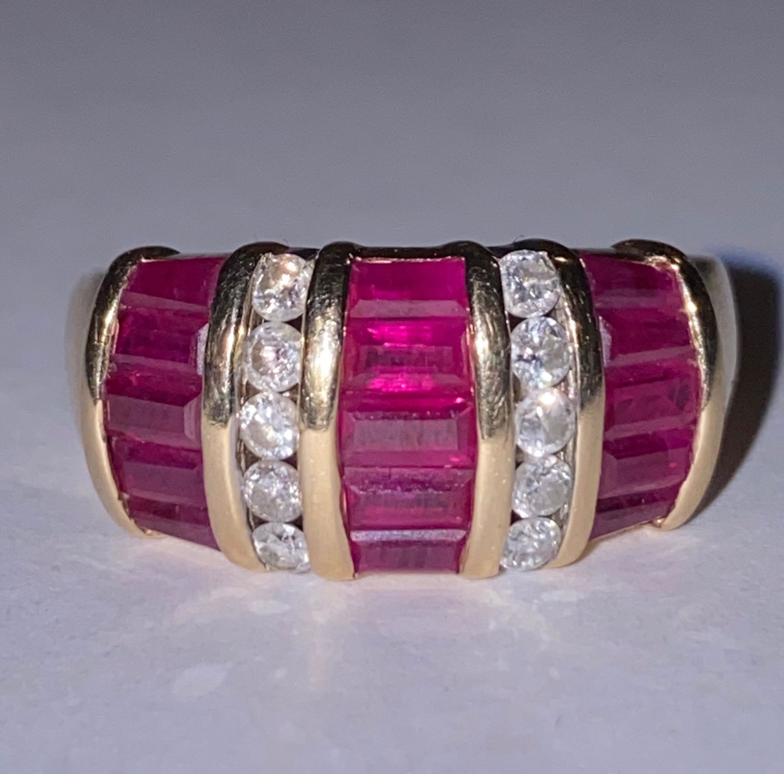 14K GOLD 1.50 TCW DIAMOND/RUBY RING (1 of 3)