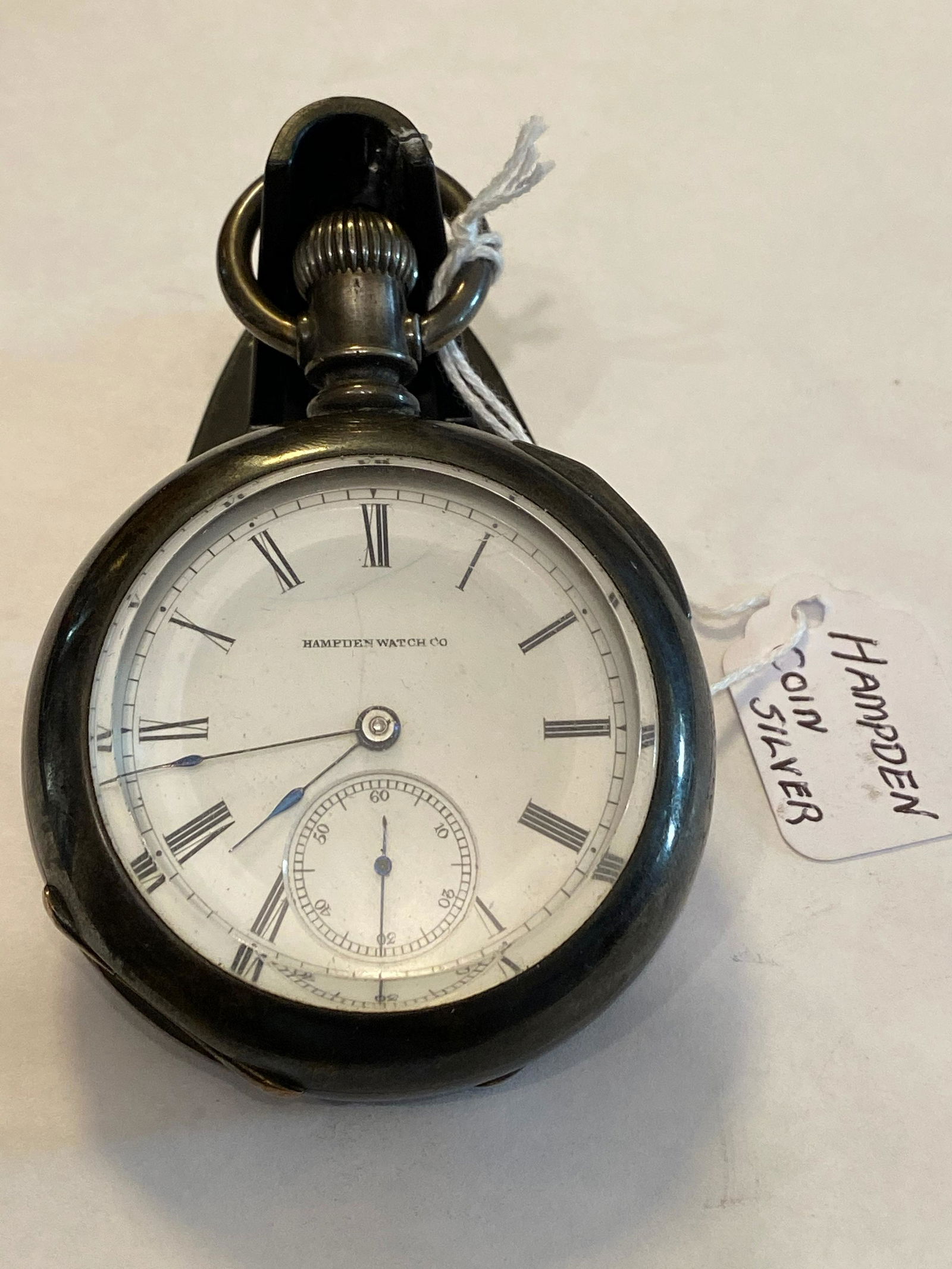 ANTIQUE HAMPDEN COIN SILVER POCKET WATCH (1 of 5)