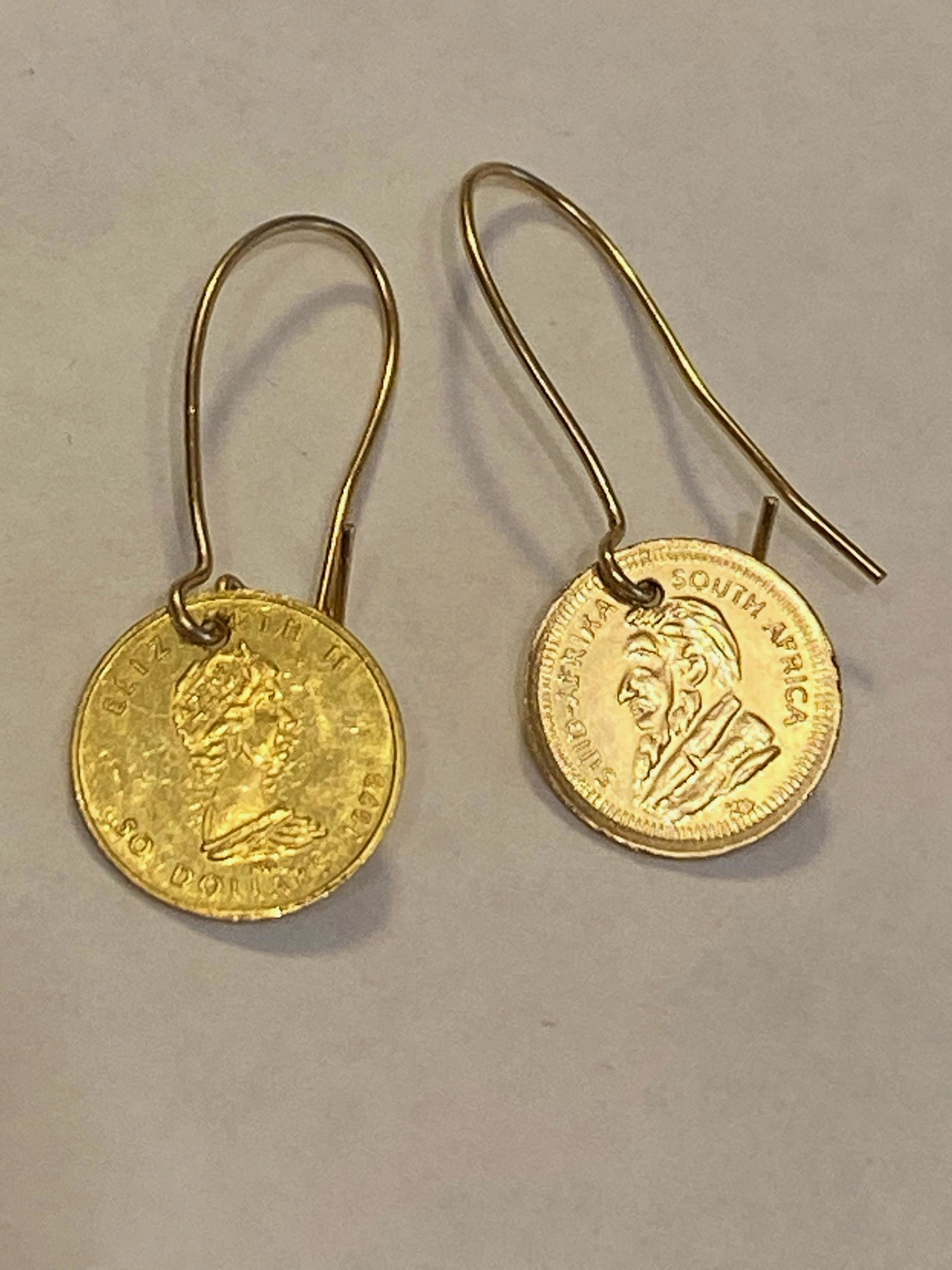 14K GOLD MINI KRUGERRAND HOOP COIN EARRINGS (1 of 2)