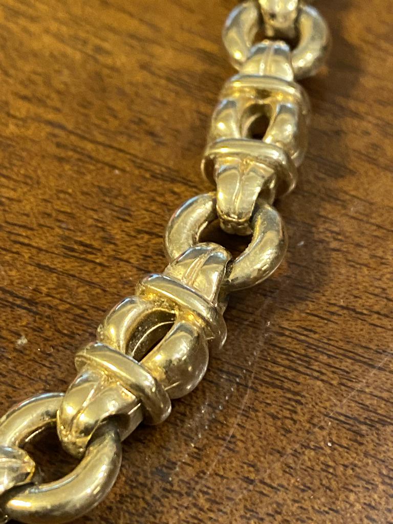 ERWIN PEARL DESIGNER GOLD NECKLACE: ERWIN PEARL DESIGNER GOLD NECKLACE. IN EXCELLENT SHAPE AND OVERALL CONDITION. MARKED.