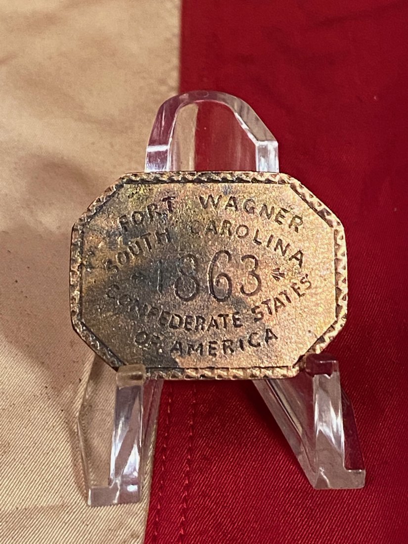 SCARCE CIVIL WAR CONFEDERATE 2.5 CENTS S.C. COIN TOKEN: SCARCE CIVIL WAR CONFEDERATE 2.5 CENTS S.C. COIN TOKEN. IN EXCELLENT SHAPE AND OVERALL CONDITION WITH A BEAUTIFUL OVERALL PATINA. DATED 1863 PORT WAGNER SOUTH CAROLINA C.S.A. A GREAT FIND AND AN EXCEL