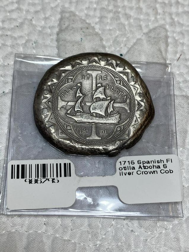 1715 SPANISH FLOTILLA ATOOHA SILVER CROWN COB COIN: 1715 SPANISH FLOTILLA ATOOHA SILVER CROWN COB COIN