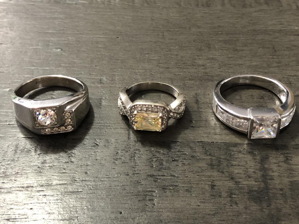 LOT OF (3) STERLING SILVER WEDDING RINGS: LOT OF (3) STERLING SILVER WEDDING RINGS. IN EXCELLENT SHAPE AND CONDITION. A GREAT FIND!!