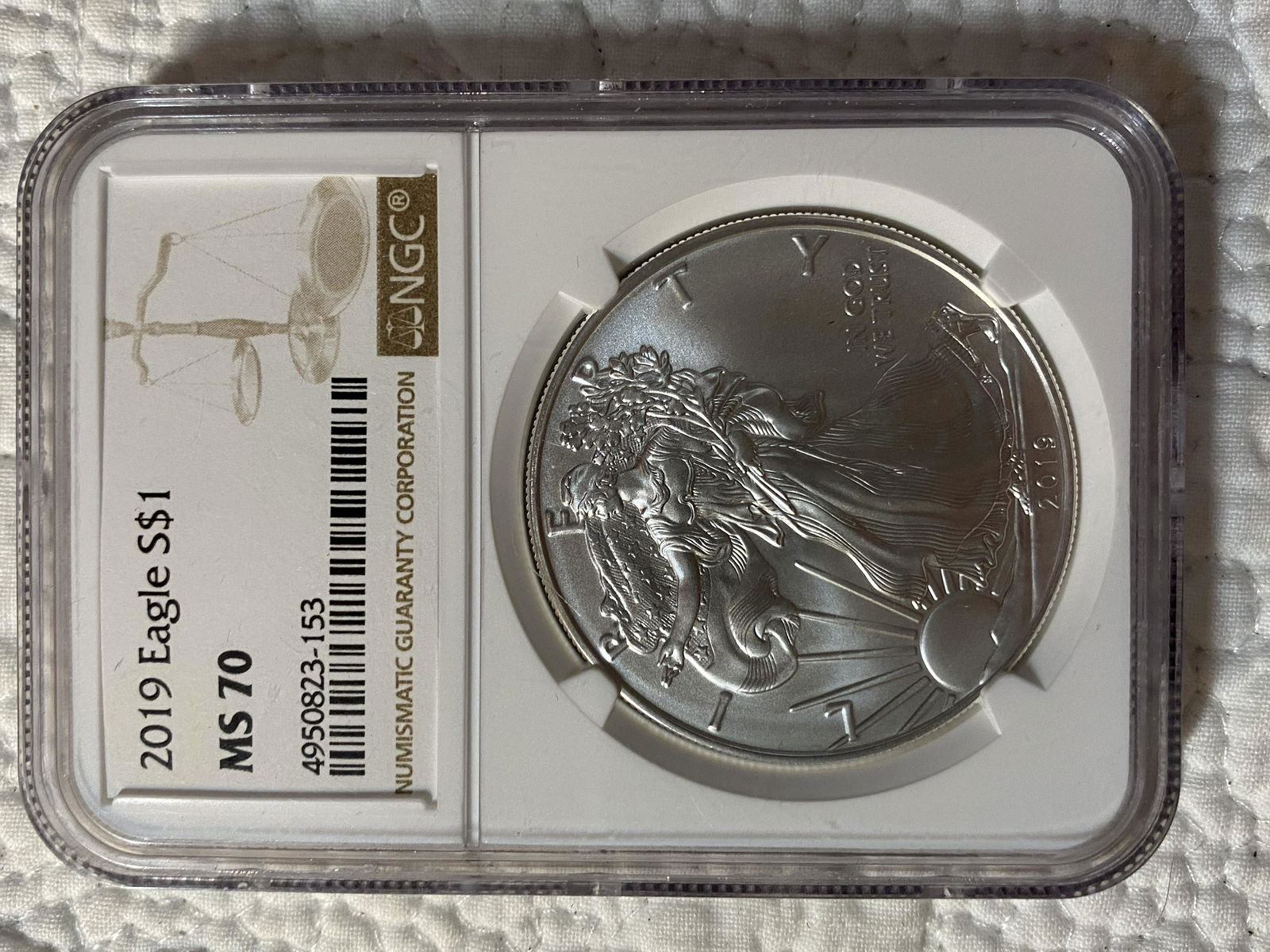 2019 $1 MS70 SILVER EAGLE DOLLAR: 2019 $1 MS70 SILVER EAGLE DOLLAR. A GREAT ADDITION TO YOUR COLLECTION.